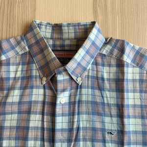 Vineyard Vines Blue and Brown Casual Button Down Shirt